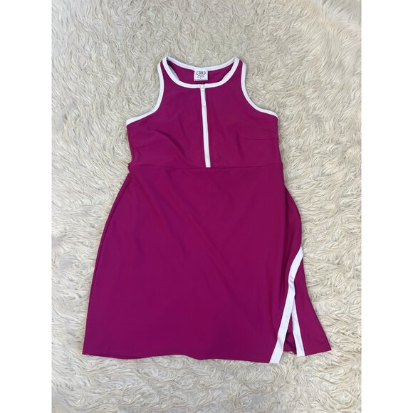 Sage Dresses & Skirts - SAGE COLLECTIVE Hot Pink 1/4 Zip Tennis Athletic Tank Mini Dress Size XL Sporty